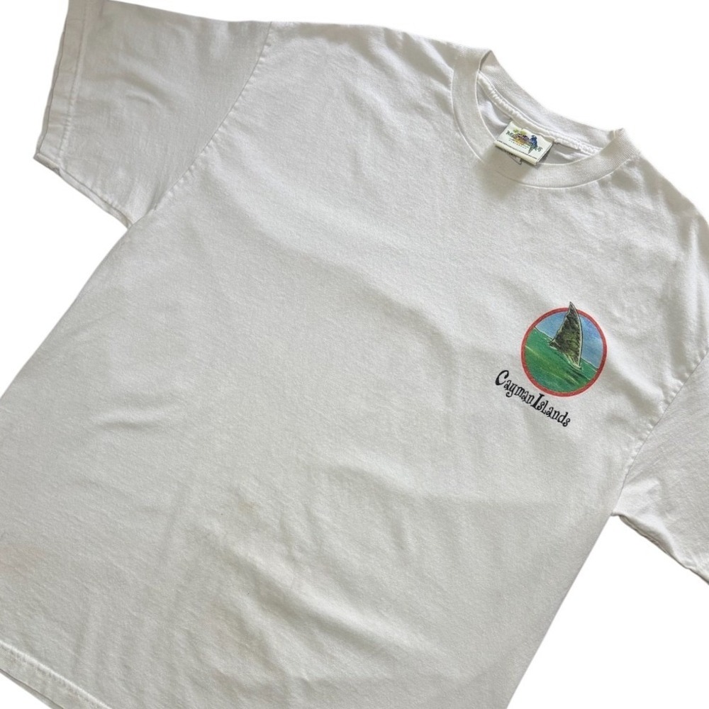 Vintage Y2K Margaritaville Cayman Islands Jimmy Buffet Fish Art Graphic T-shirt - Picture 3 of 9
